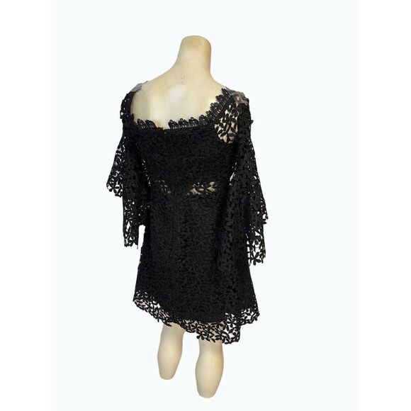 AMUR Off-the-Shoulder Black Lace Trim Mini Dress size 6 - Picture 5 of 11